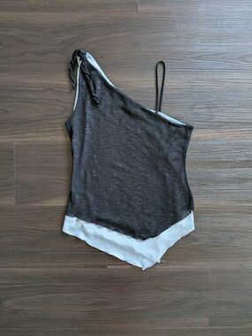 Vintage 90s / Y2K A. Byer Black And White Layered Top Medium Whimsigoth